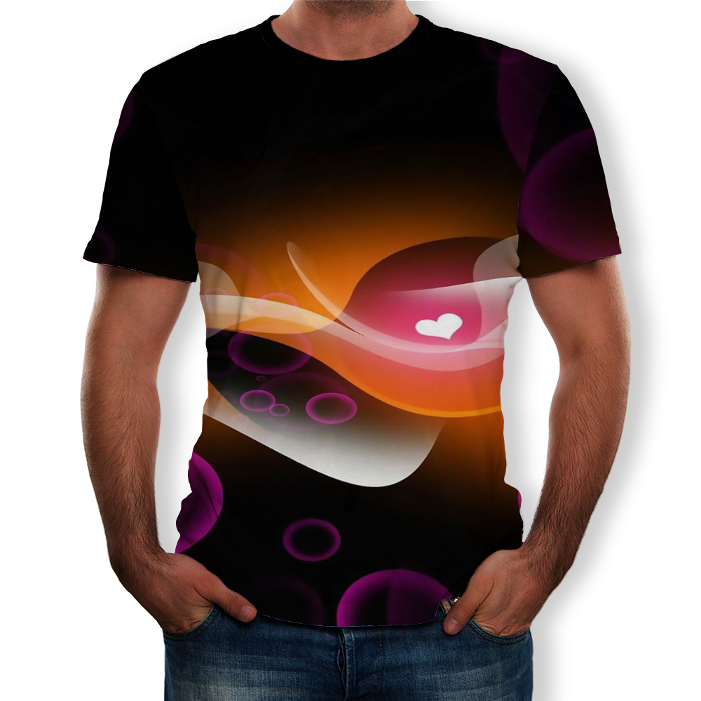 3D Graphic Printed Men's Short-Sleeved T-shirt- Multi-D 2XL