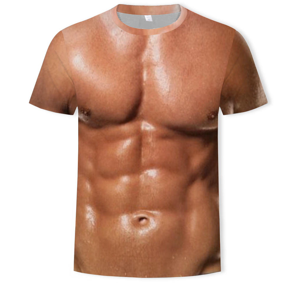 3D Muscle Print Men's Short Sleeve T-shirt- Multi M 3D Muscle Print Men's Short Sleeve T-shirt- Multi M