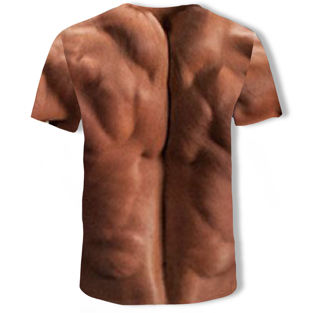 3D Muscle Print Men's Short Sleeve T-shirt- Multi M