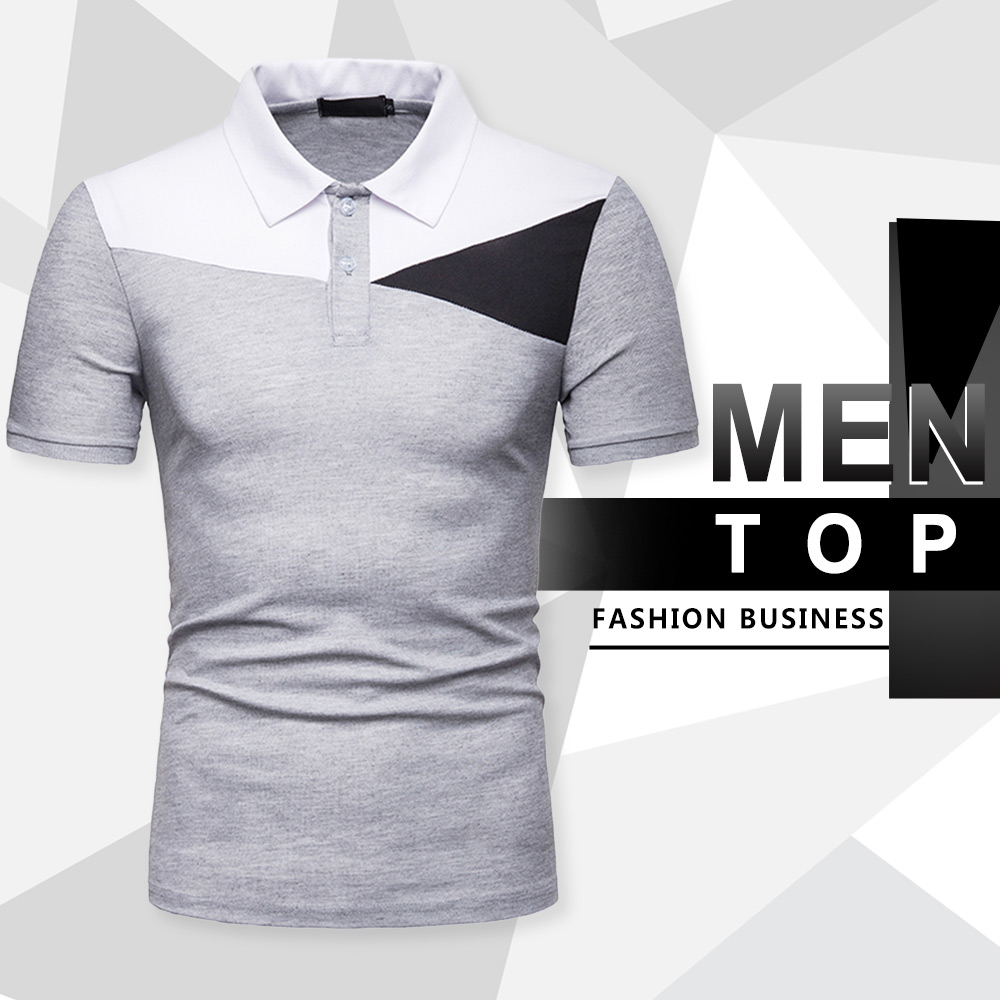 Men Shirt Business Color Blocking Short Sleeve Male T-shirt - Black M Men Shirt Business Color Blocking Short Sleeve Male T-shirt - Black M
