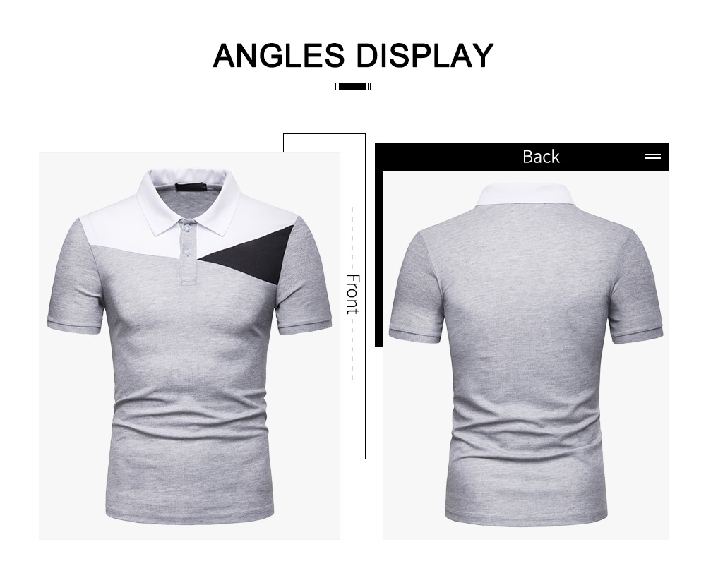 Men Shirt Business Color Blocking Short Sleeve Male T-shirt - Black M Men Shirt Business Color Blocking Short Sleeve Male T-shirt - Black M