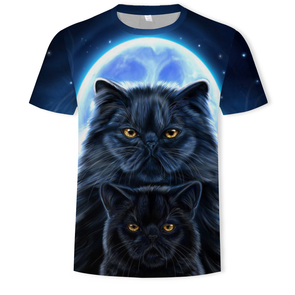 3D Summer Fashion Moonlight Cat Print Men's Short Sleeve T-shirt- Multi M 3D Summer Fashion Moonlight Cat Print Men's Short Sleeve T-shirt- Multi M