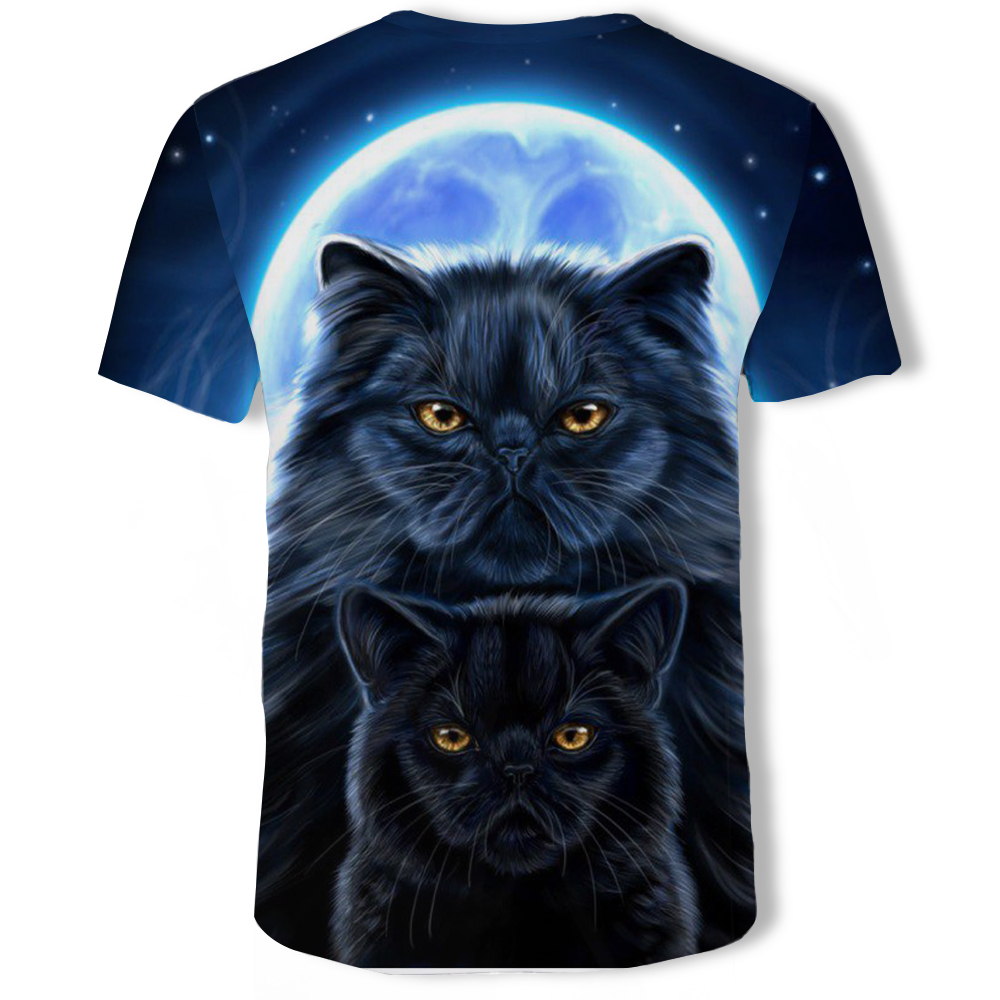 3D Summer Fashion Moonlight Cat Print Men's Short Sleeve T-shirt- Multi M 3D Summer Fashion Moonlight Cat Print Men's Short Sleeve T-shirt- Multi M