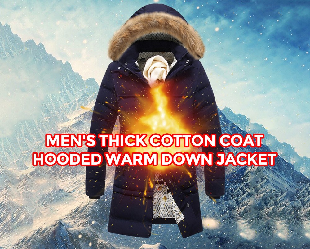 Winter Men's Long Thick Cotton Coat