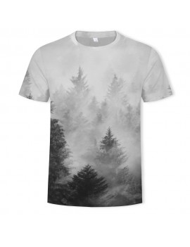 3D Summer Fashion New Smoggy Deep Forest Printing Men's Short-Sleeved T-shirt