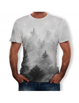 3D Summer Fashion New Smoggy Deep Forest Printing Men's Short-Sleeved T-shirt