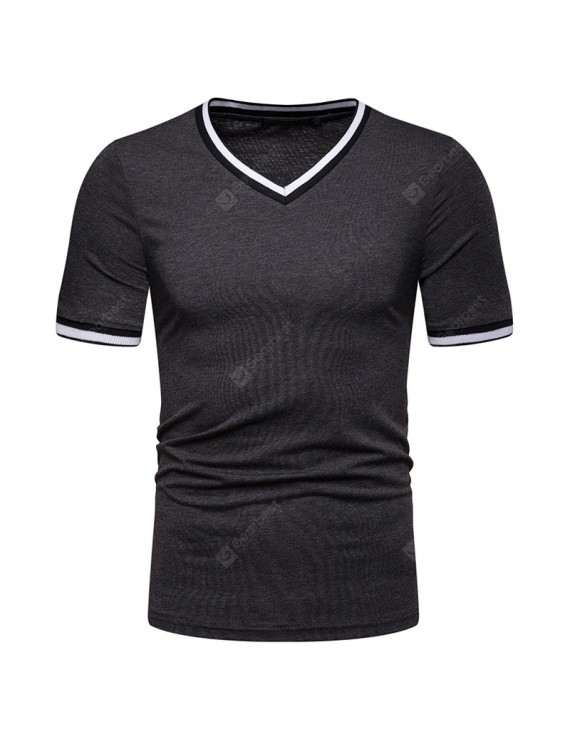 Men'S Thin Section High Stretch V-Neck Short-Sleeved T-Shirt