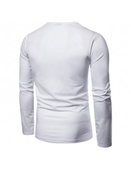 New Man Fashion Casual Full Sleeve Solid Folds Cotton Blend T-Shirt 1260
