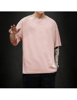 New Summer Men  T Shirt 2021 Fashion Solid T Shirt Mens Oversized Hip Hop Short Sleeve Casual Cotton Mens Streetwear Top Tees