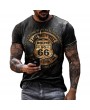 Summer New Mens T Shirts Oversized Loose Clothes Vintage Short Sleeve Fashion America Route 66 Letters Printed O Collared Tshirt