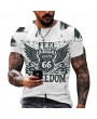 Summer New Mens T Shirts Oversized Loose Clothes Vintage Short Sleeve Fashion America Route 66 Letters Printed O Collared Tshirt