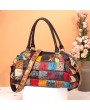 Women Bohemian Large Capacity Genuine Leather Handbags Patchwork Handmade Crossbody Bags