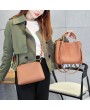 Women Faux Leather Two-piece Set Bucket Bag Handbag Shoulder Bag