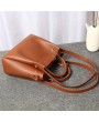 Women Faux Leather Two-piece Set Bucket Bag Handbag Shoulder Bag
