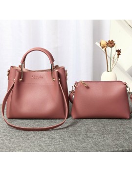 Women Faux Leather Two-piece Set Bucket Bag Handbag Shoulder Bag