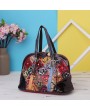 Women Floral Bohemian Genuine Leather Handbags Shell Large Capacity Crossbody Bags