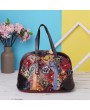 Women Floral Bohemian Genuine Leather Handbags Shell Large Capacity Crossbody Bags