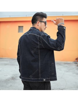 Large Size Men's Fall And Winter Men's Denim Jacket Simple Solid Color Wide Prednisone Plus Fertilizer To Increase The Denim Jacket