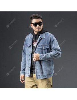 Large Size Printing Large Size Men's Autumn and Winter Loose Denim Stretch Jacket
