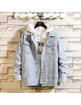 Men Fashion Casual Denim Jacket Loose Jeans Warm for Autumn Winter