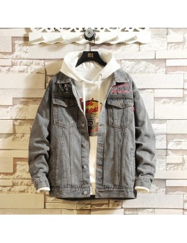 Men's Clothes Fashion Casual Denim Jacket Loose Jeans Jacket