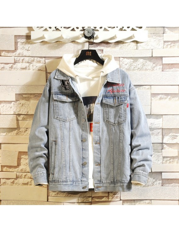 Men's Clothes Fashion Casual Denim Jacket Loose Jeans Jacket