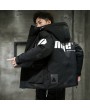 Fall And Winter Clothes Men's Casual Cotton Hooded Winter Thick Solid Color Collarless Loose Coat Handsome Teen