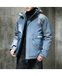 Fall And Winter Clothes Men's Casual Cotton Hooded Winter Thick Solid Color Collarless Loose Coat Handsome Teen
