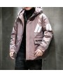 Fall And Winter Clothes Men's Casual Cotton Hooded Winter Thick Solid Color Collarless Loose Coat Handsome Teen
