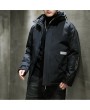 Fall And Winter Clothes Men's Casual Cotton Hooded Winter Thick Solid Color Collarless Loose Coat Handsome Teen