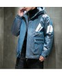 Fall And Winter Clothes Men's Casual Cotton Hooded Winter Thick Solid Color Collarless Loose Coat Handsome Teen