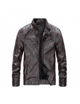 Men's Leather Coat Male Taxi Velvet Warm Autumn And Winter Influx Of Men And Casual Jacket Big Yards